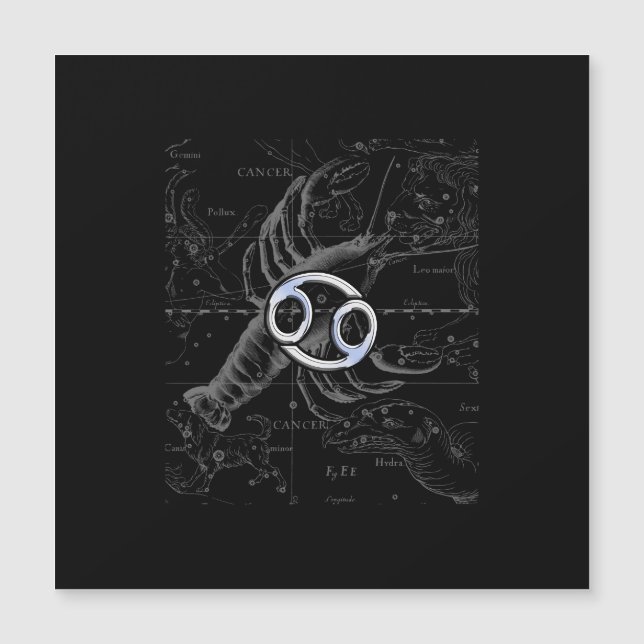 Rótulo Zodiac cromado de cáncer de estilo en Hevel (Anverso)