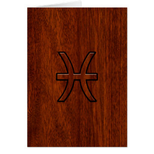 Rótulo Zodiac Pisces al estilo de la madera de Mah