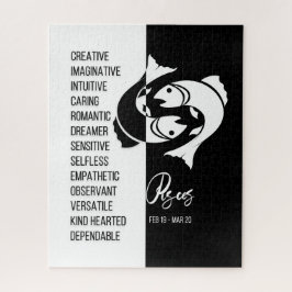 Rótulo Zodiac Pisces, rompecabezas negro y blanco