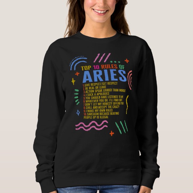 Rótulo Zodiac Top 10 Rules Of Aries Sunflower Astr (Anverso)