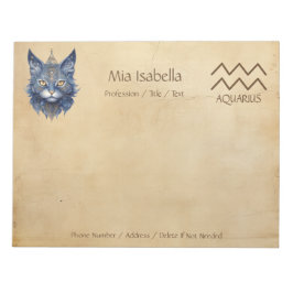 Rótulo Zodiaco Aquarius + Bloc de notas para gatos