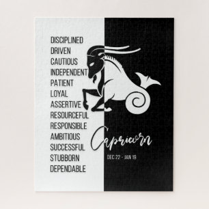 Rótulo Zodiaco Capricornio, rompecabezas blanco y