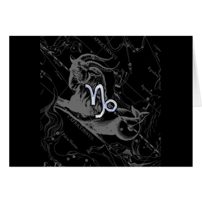Rótulo Zodiaco de Capricornio con estilo cromado e (Anverso (Horizontal))