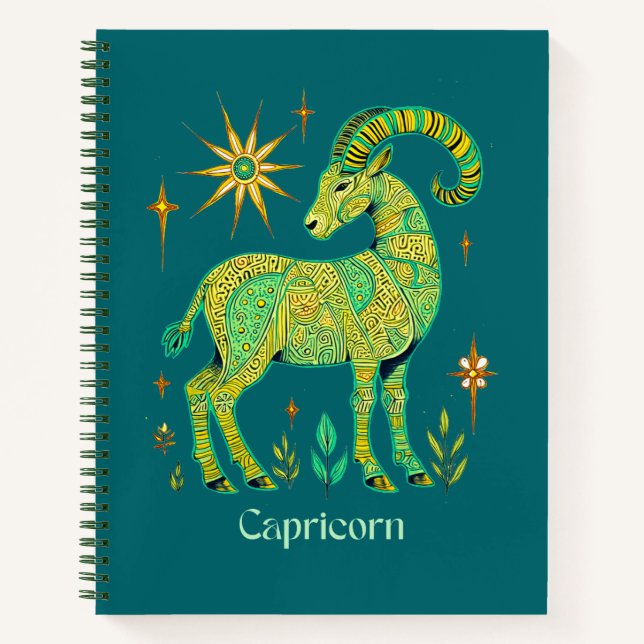 Rótulo Zodiaco de Capricornio en intrincado Diario (Anverso)