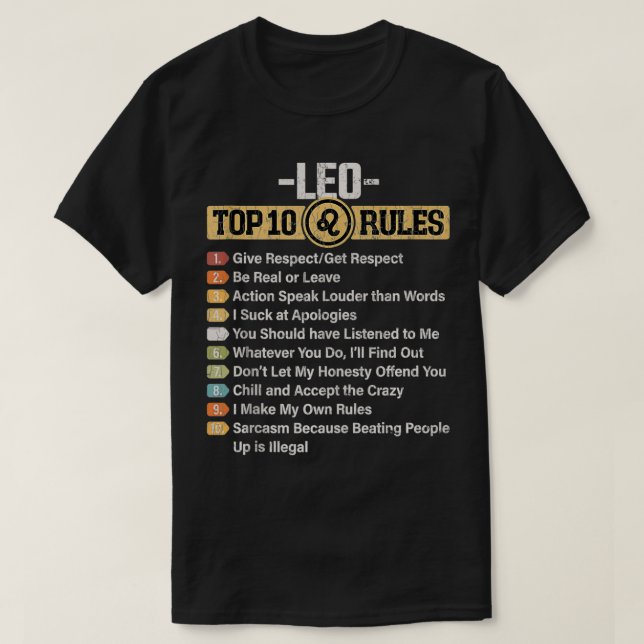 Rótulo Zodiaco Funny Top 10 Reglas De Leo Graphic  (Diseño del anverso)