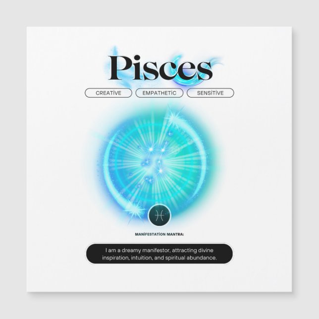 Rótulo Zodiaco Moderno Pisces Cita Elemento Agua (Anverso)