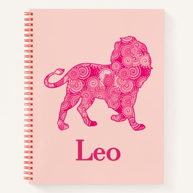 Rótulo zodiaco para Leo en un Diario Fractal Rojo (Anverso)