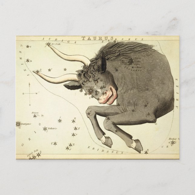 Rótulo zodiaco: Postales Taurus (Anverso)