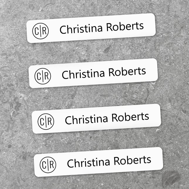 Rótulos de monograma y etiquetas de ropa de tela d (Monogram initials and text fabric clothing labels)
