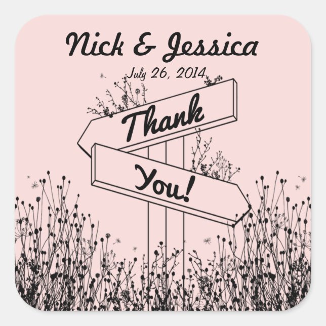 Rótulos de ruta Pegatina del favor de la boda (Anverso)