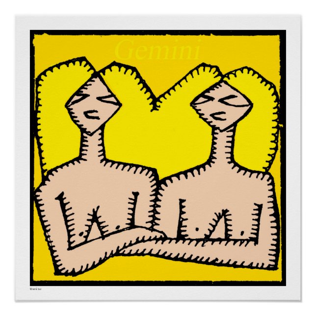 Rótulos Zodiac Gemini Cumpleaños Poster perfecto 2 (Anverso)