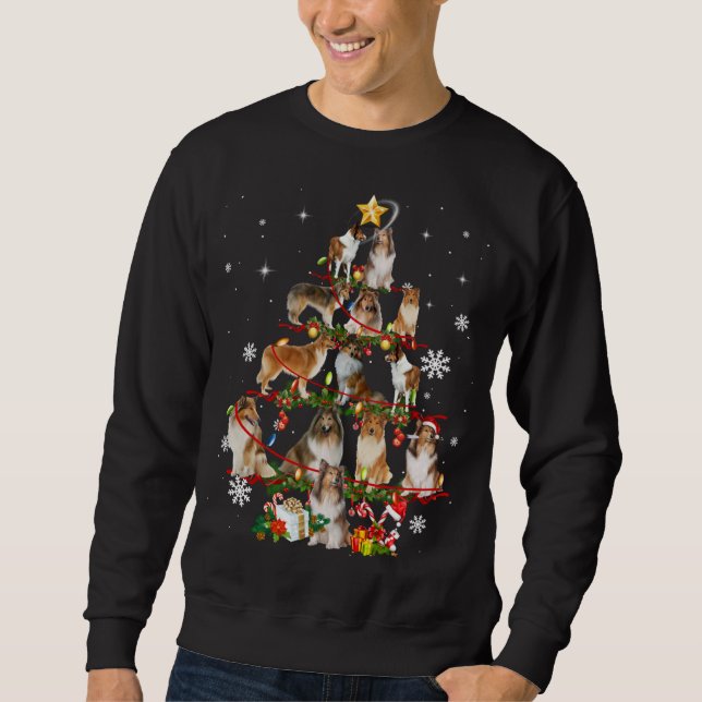 Rough Collie Christmas Tree Ilumina Sweater Dog Ch (Anverso)