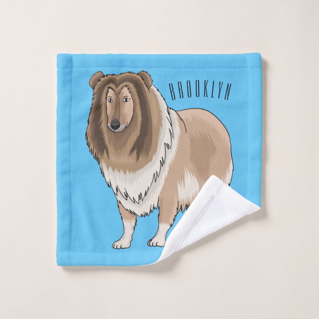 Rough collie dog cartoon illustration (Toallita)