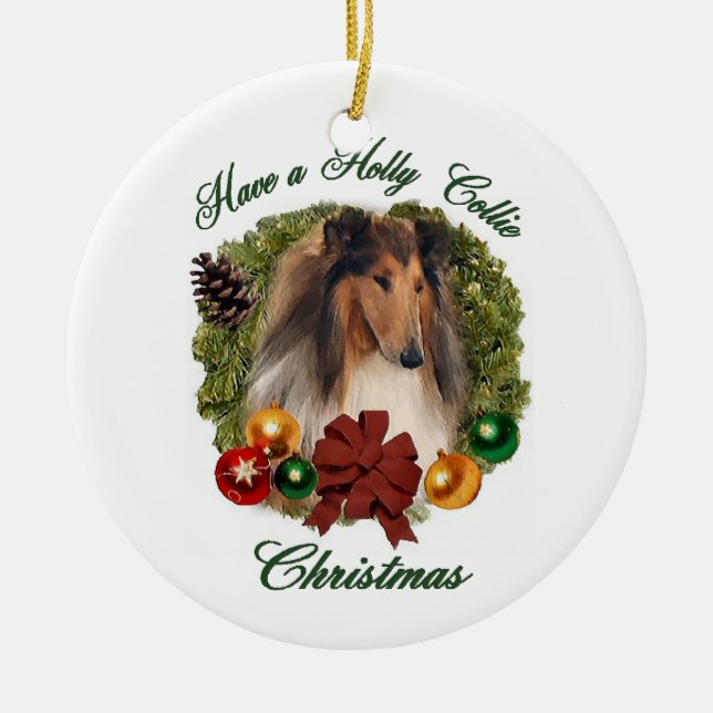 Rough Collie Navidades Regalos Ornamentos (Frente)