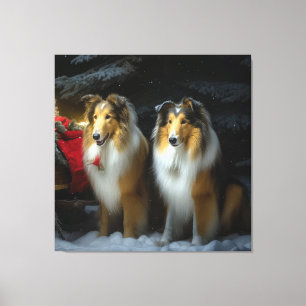 Rough Collie Snowy Sleigh Navidades Decoración