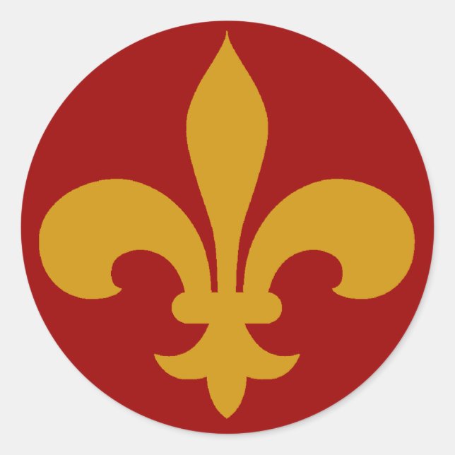 Round Fleur de Lis Pegatinas GOLD (Anverso)