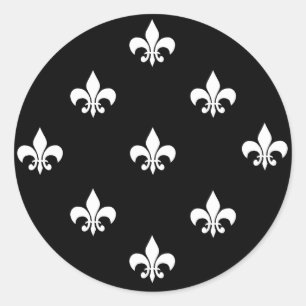 Round Fleur de Lis Pegatinas WHITE