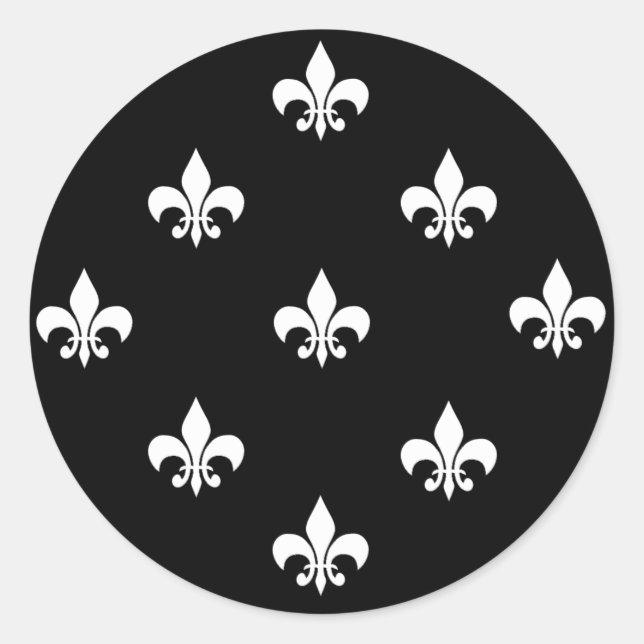 Round Fleur de Lis Pegatinas WHITE (Anverso)
