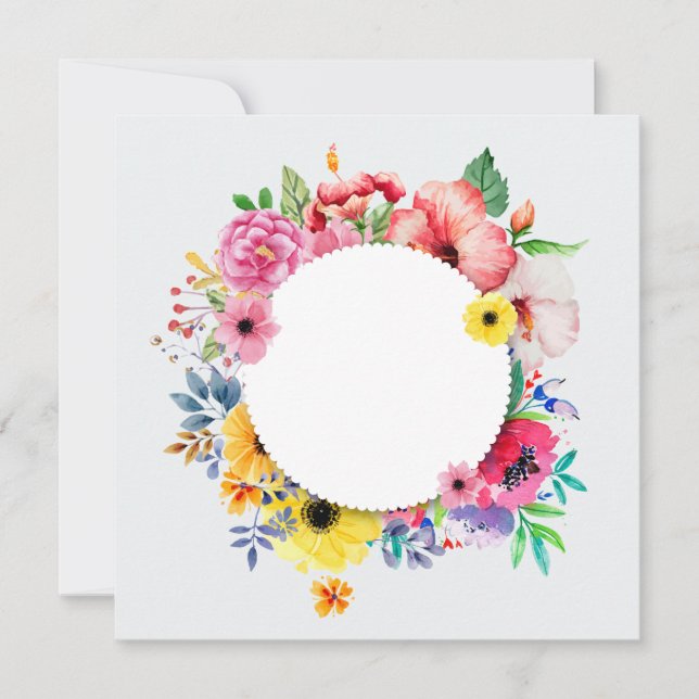 Round frame with colorful flowers (Anverso)