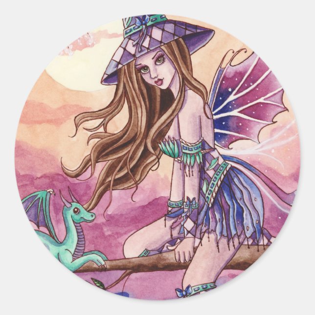Rowenia - Pegatina de Brujas y Dragones (Anverso)