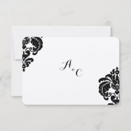 Royal Black Damask Wedding RSVP