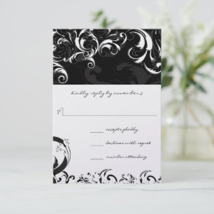 Royal Black Swirls Wedding RSVP