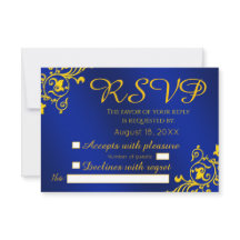 Royal Blue and Gold Wedding RSVP