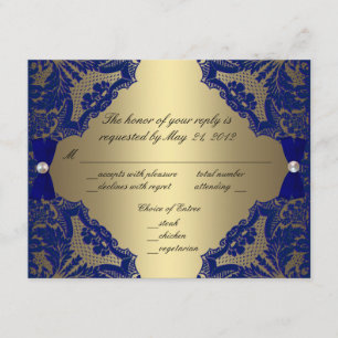 Royal Blue and Gold Wedding RSVP