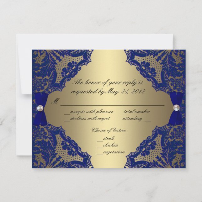Royal Blue and Gold Wedding RSVP (Anverso)
