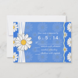 Royal Blue and White Daisy Floral RSVP