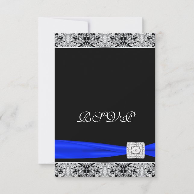 Royal Blue Black Lace RSVP (Anverso)
