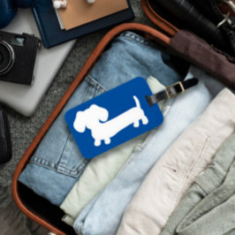 Royal Blue Dachshund Etiqueta del equipaje Viaje d
