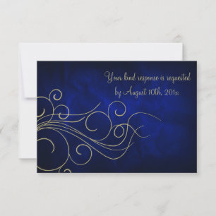 Royal Blue Elegant Gold Wedding RSVP