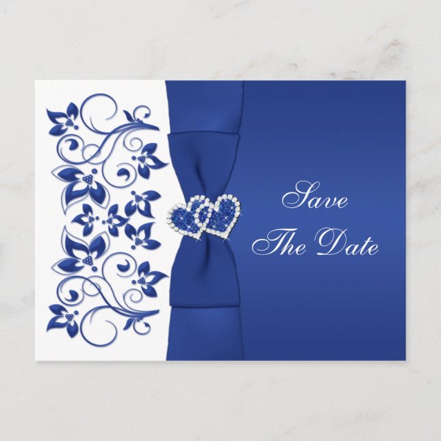 Royal Blue, Floral Blanca Guardar La Tarjeta De Fe (Anverso)
