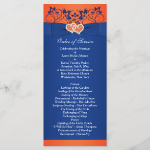 Royal Blue, floral Naranja, programa de casamiento