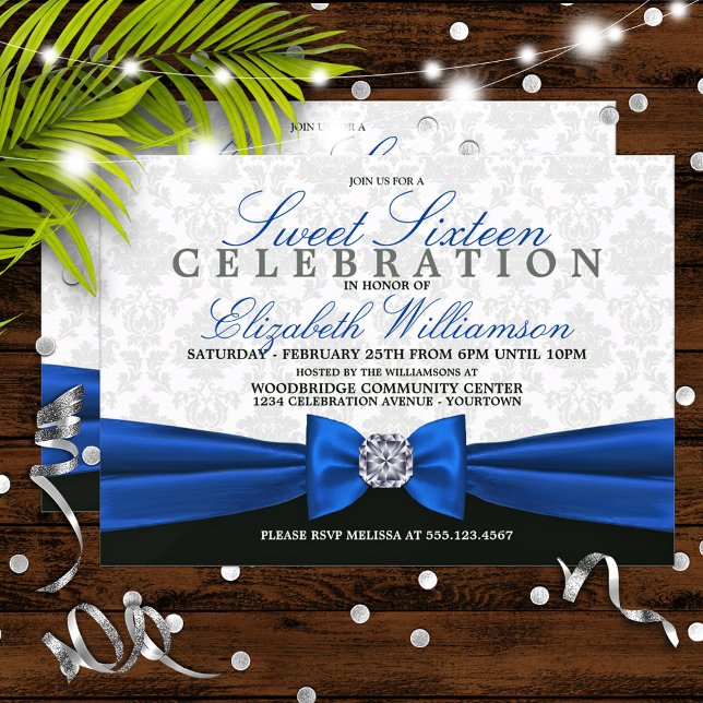 Royal Blue Formal Elegant Sweet 16 Invitación (Subido por el creador)