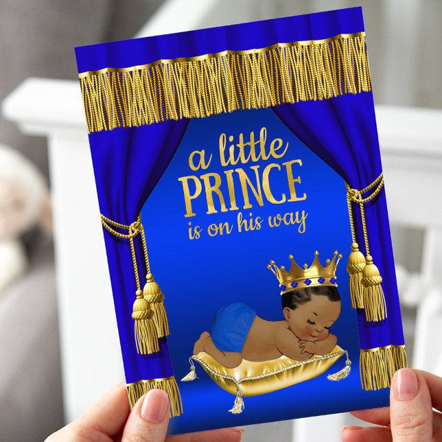 Royal Blue Gold Prince Baby Boy Invitaciones a la  (Subido por el creador)