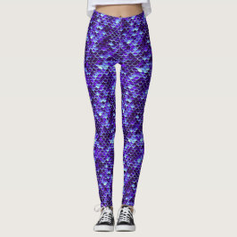 Royal Blue Mermaid Scale Fish Leggings Pants Yoga