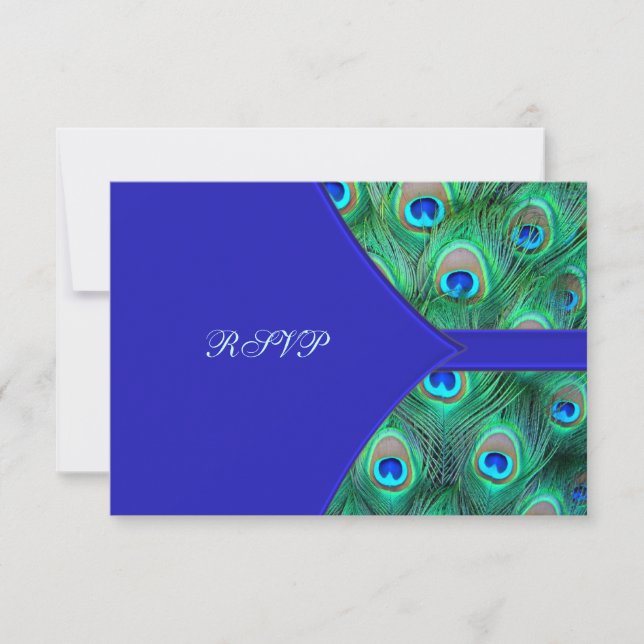 Royal Blue Peacock Wedding RSVP (Anverso)