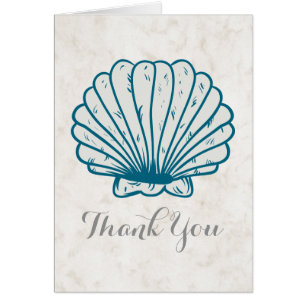 Royal Blue Rustic Seashell Boda Gracias