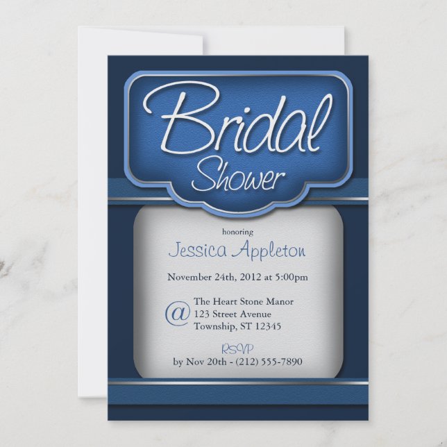 Royal Blue Sapphire: Invitaciones a la ducha de no (Anverso)