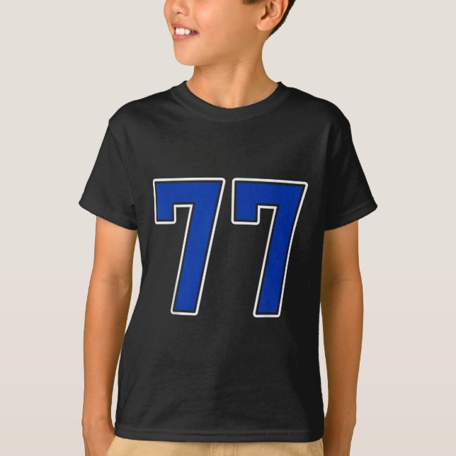 Royal Blue White Number 77 Jersey Player Uniform # (Anverso)