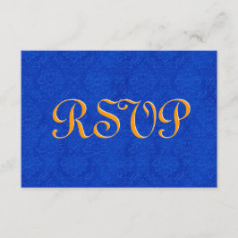 Royal Blue y Gold RSVP Damask Wedding R204
