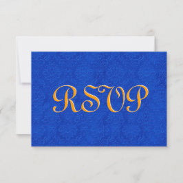 Royal Blue y Gold RSVP Damask Wedding R204