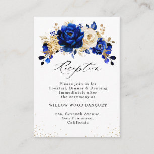 Royal Blue Yellow Gold Floral Wedding Recepción