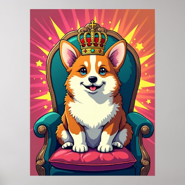 Royal Corgi con corona - Gracioso arte pop (Frente)