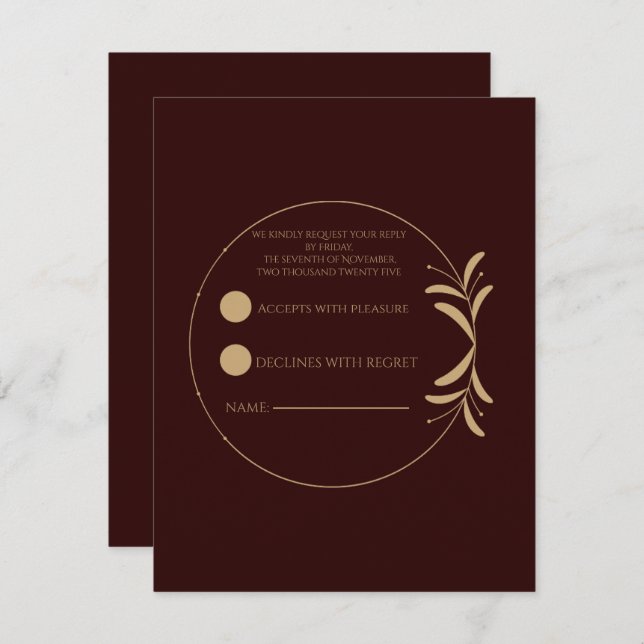 Royal Deep Burgundy Personalized  RSVP Card (Anverso / Reverso)