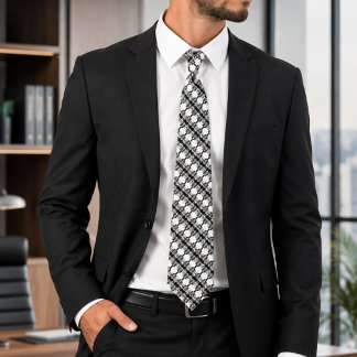 Royal Filigree | Lujo Corbata Negra y Blanca Barro