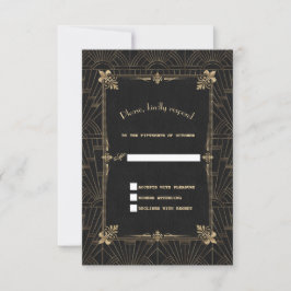 Royal Fleur-de-Lis Art Deco 1920 Wedding RSVP