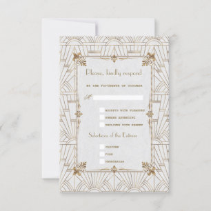 Royal Fleur-de-Lis Art Deco Gold White 20s RSVP